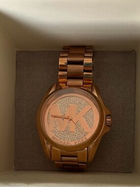 Michael Kors Rose Gold-tone MK Pavé Dial Bracelet Watch